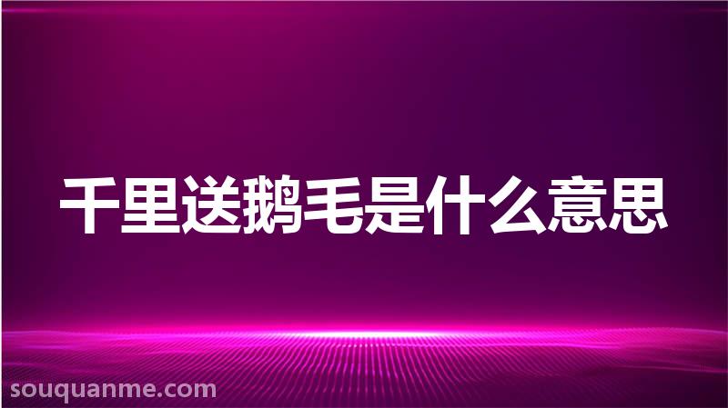 千里送鹅毛是什么意思 千里送鹅毛的拼音 千里送鹅毛的成语解释